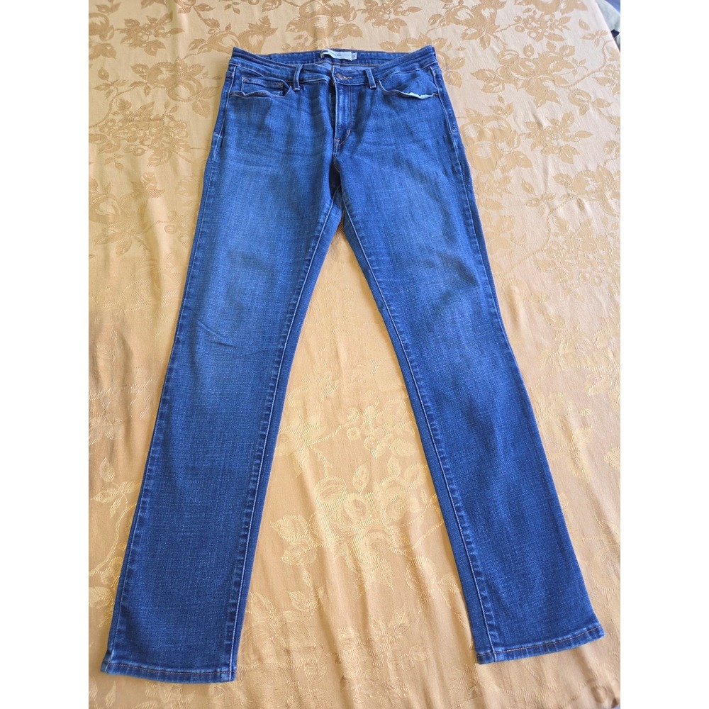 Levis Mid Rise Skinny Jeans Womens 14 Medium Wash Blue Denim Stretch Pants